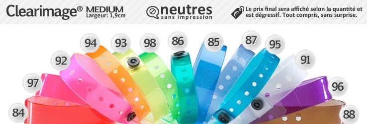 Bracelets Clearimage® Medium (1,9cm) sans marquage (neutres)