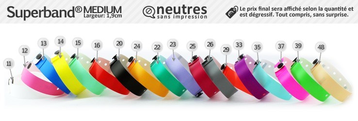 Bracelets Superband® Medium (1,9cm) neutres (sans marquage)