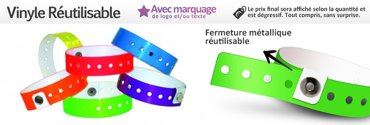 Bracelets Vinyle réutilisables (1,9cm de largeur) imprimés
